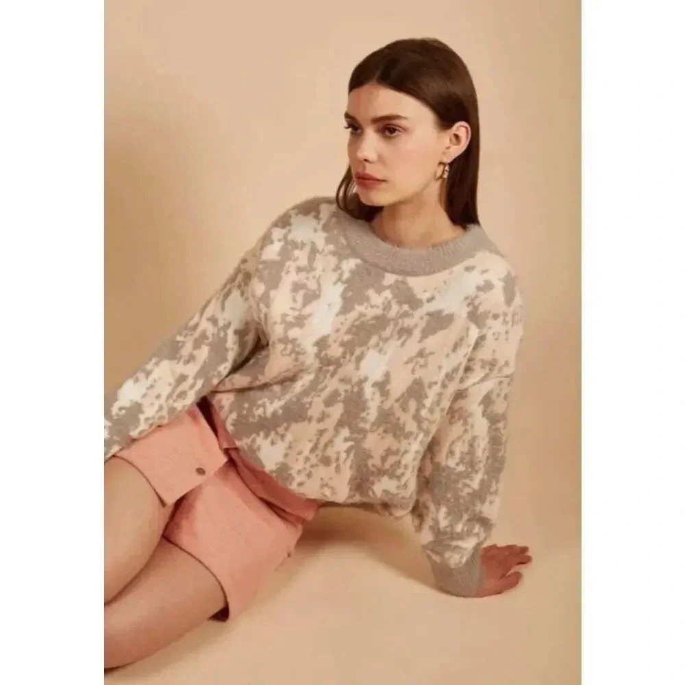 Frnch Paris Womens Comfy Knit Abstract Sweater